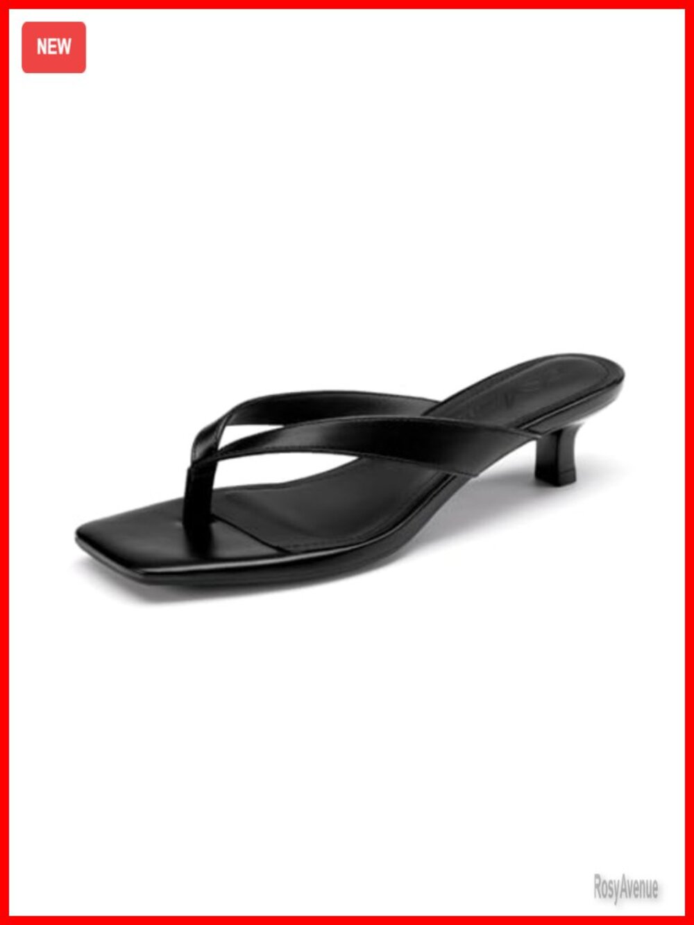 Kitten Heels Flip Flops Square Toe Low Heels Slip On Comfortable Thong Heeled